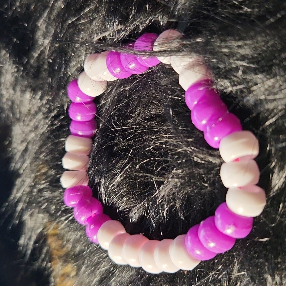 Hand crafted beaded bracelet made on a stretchy cord